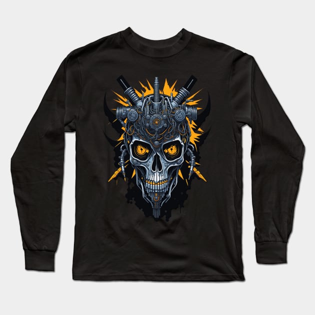 Mecha Skull S02 D03 Long Sleeve T-Shirt by Houerd